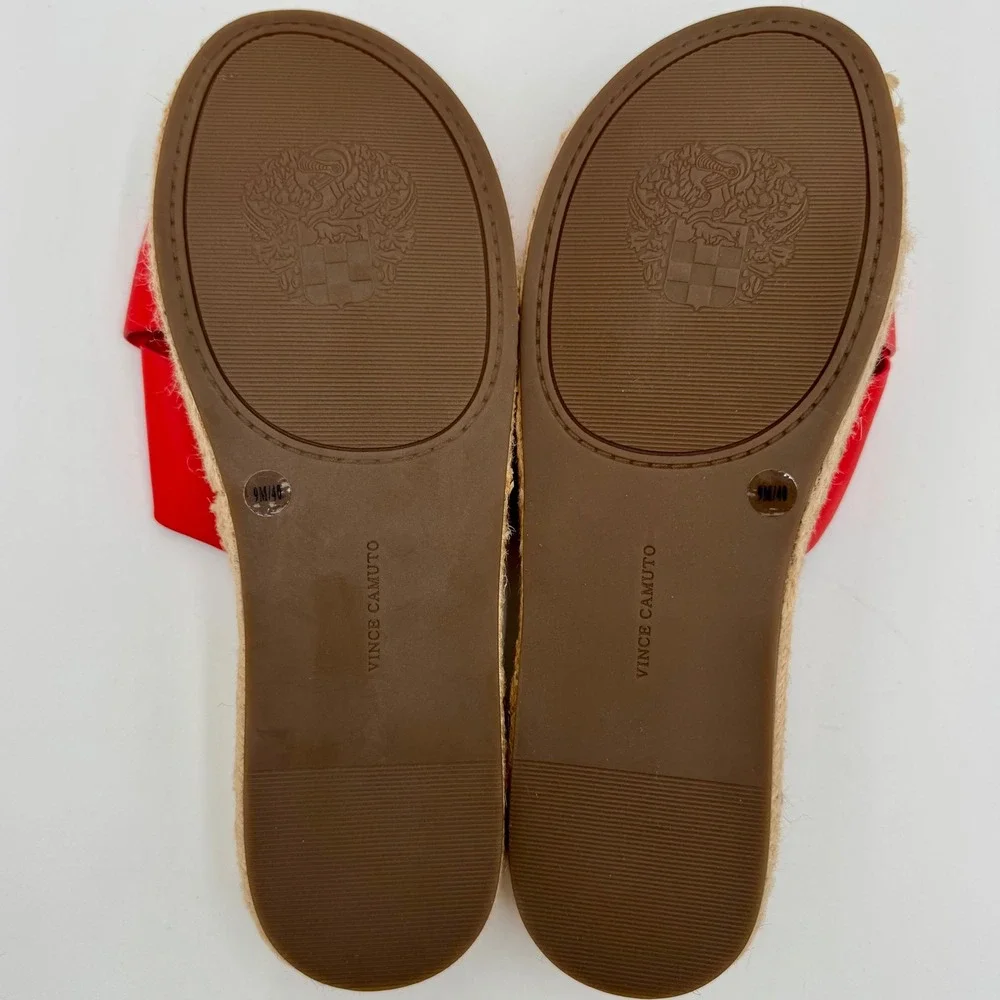 Vince Camuto Carran Red Leather Criss Cross Espadrille Slide Sandals Womens 9M